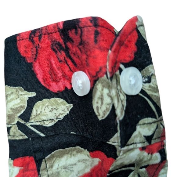 Premium quality rose floral long sleeve cotton button down shirt size S/M - Picture 6 of 11